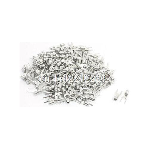 200PCS Non Insulated Furcate Fork Terminals Cable Lug AWG22-16 SNB1.25-3