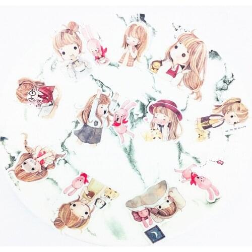 38 Pcs Cute rabbit and girl For Diary car Decoration Diy Hand-drawn comics girl schoolboy Scrapbooking Children Sticker