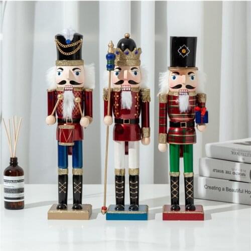 38cm Christmas King Nutcracker Drumming Soldier Puppets Exquisite Painted Nutcracker Children Christmas Gift Toy ht184