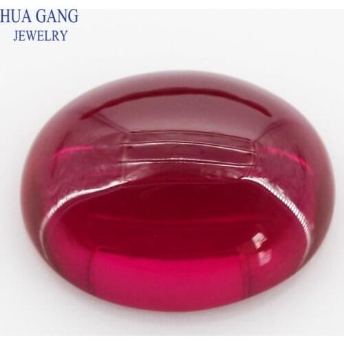 5# Rose Red Stone Oval Shape Cabochon Cut Flat Bottom Synthetic Corundum Gems Stone For jewelry Size 3x5~18x25mm Free Shipping