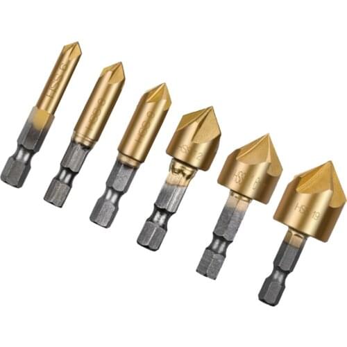 6pcs Hex 6,8,9,12,16,19mm Countersink Power Drill Bit Bore Set Durable