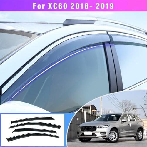 Car Smoke Window Sun Rain Visor Guard Car Sunny visor ABS For Volvo XC60 2018 2019 Accessories