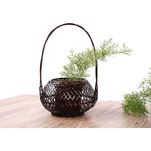 Bamboo basket flower arranging decoration Creative cylinder desktop furnishing articles