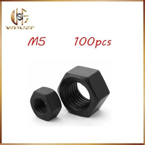 Free shipping 100pcs/Lot Metric Thread M5 Black Grade 8.8 Carbon Steel Hex Nut Hexagonal Nut Screw Nutstainless bolts,nails