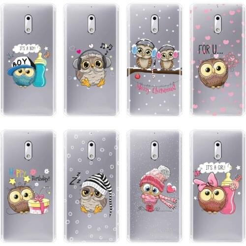 For Nokia 1 2 3 5 6 8 Phone Case TPU Silicone Kawaii Girl Cute Owl Christmas Heart Love Soft Back Cover For Nokia 7 Plus X6 Case