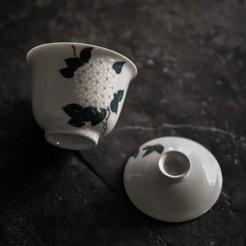 Jingdezhen Hand-painted Flowers Vintage Kung Fu Gaiwan Handmade Tea Bowl Teapot Office Kettle Coffee Water Cup Chinese Tea Set