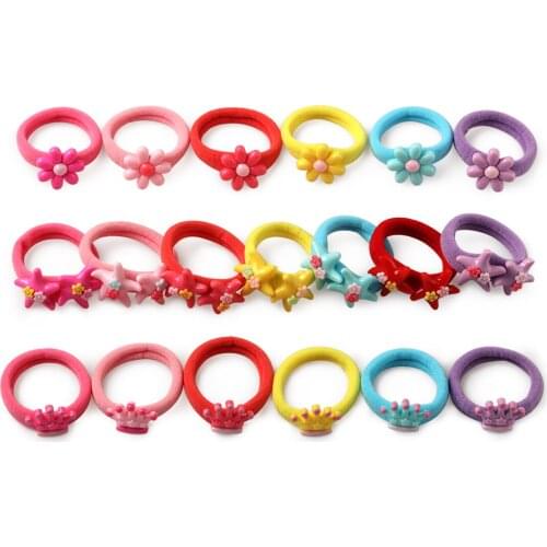 XIMA 6pcs/Set Children Elastic Hair Band Candy Colors Flower Crown Hairband Hair Ropes Girls Hair Ties Kids Hair Accessories