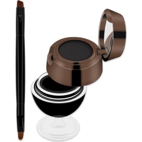 KAQIYA - 5002 2 In 1 Black & Brown Waterproof Smudge-proof Eyeliner Gel Cream And Long Lasting Smooth Eyebrow Powder Set