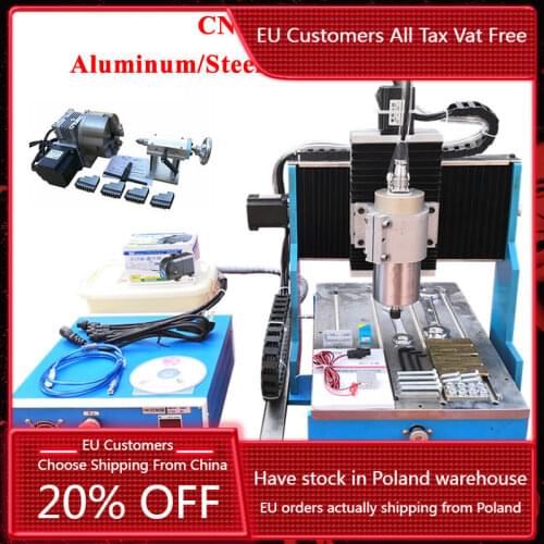 Diy CNC 3040L Engraving Machine 1.5KW 2.2KW 3 Axis 4 Axis USB Port CNC Lathe Router Metal Cutter Linear Guideway CNC Kit Tools