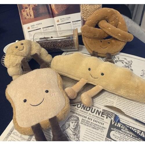 Simulation Pretzel Croissant Plush Bread Toast Shaped Pillow Stuffed Funny Food Cushion Kids Toy Window decoration goods