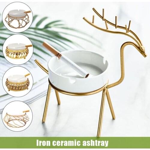Innovative Deer Circular Ceramic Ashtray Home Decoration Accessories Bar Living Room Restaurant Ash Tray Holder LXY9