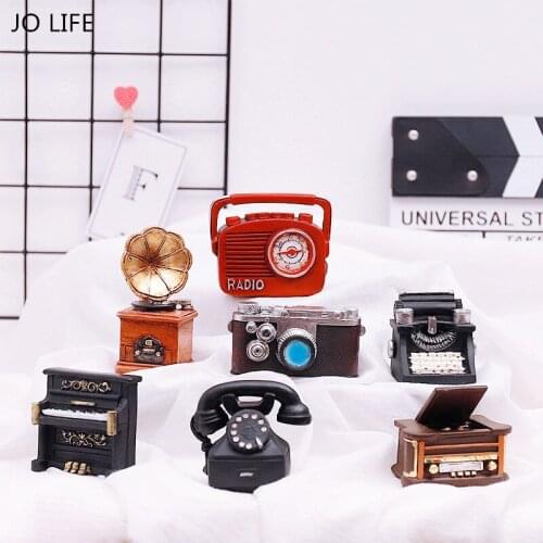 JO LIFE Home Decoration Creative Micro Landscape Imitation Nostalgia Craft Mini Retro Radio Piano Camera Model Gift Ornament