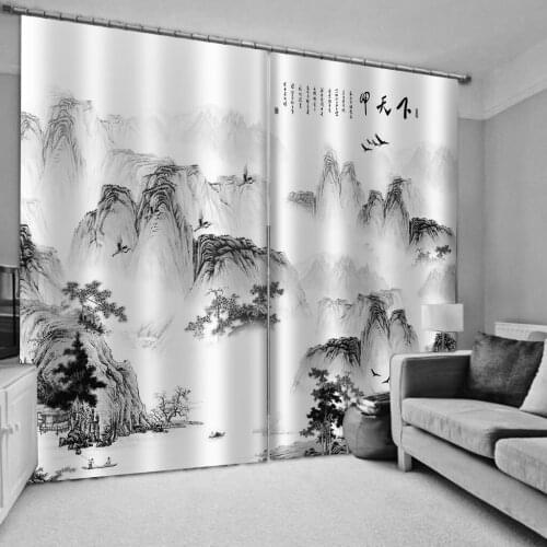 Beautiful Photo Fashion Customized 3D Curtains grey scenery curtains 3D Window Curtains For Living Room
