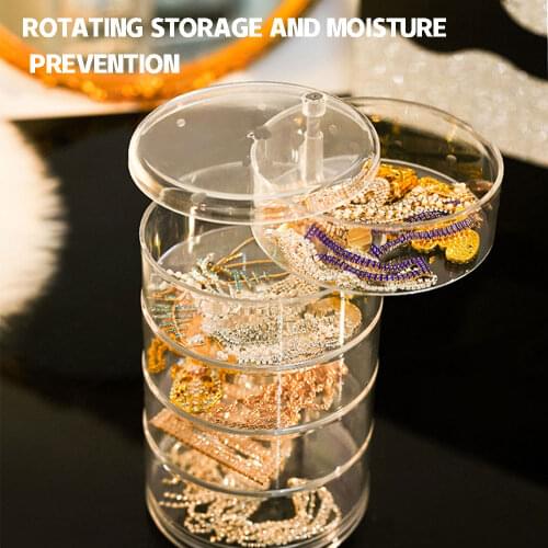 Creative 3/4/5 Layers Rotatable Jewelry Box New Fashion Jewelry Organizer Earrings Ring Storage Box Cosmetics Beauty Container