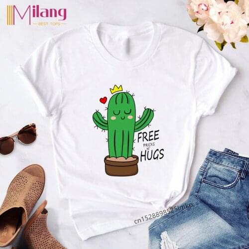 Summer Fashion Shirt Love Is Cike a Cactus T Shirt Women Tops Base O-neckwhite Tees Funny Lnteresting Girls Tshirt Gothic