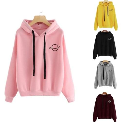 2021 best selling loose casual printing star hooded womens sweater multicolor