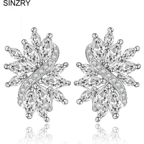 Hotsale New Arrival white cut cubic zircon Icicle flower crystal stud earrings fashion wedding Delicate earrings