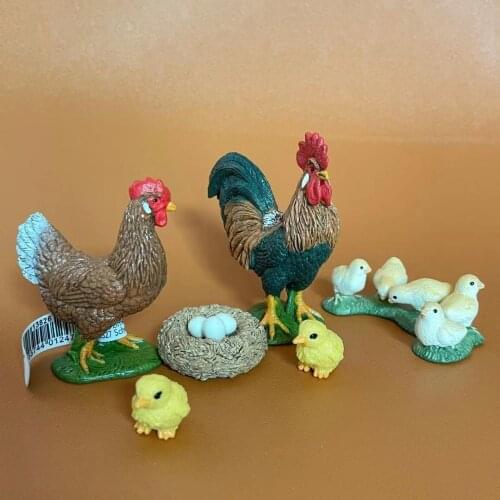 Pvc figure model toy hen and cock family