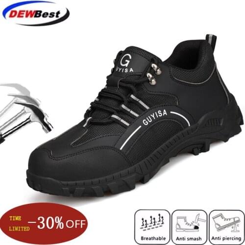 Mens boots work sports shoes work safety shoes stab-resistant construction work shoes steel toe cap indestructible safety boots