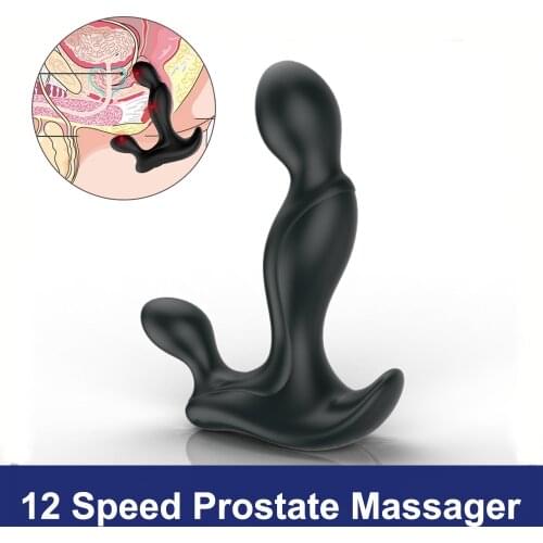 Male Prostate Massager Vibrator Powerful 12 Modes Butt Anal Plug USB Charging Silicone Waterproof Erotic Sex Toys for Men Adult