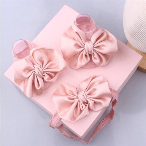 2 Pcs Newborn Baby Socks Headband Set Sweet Princess Lace Flower Baby Girl Socks Hair Accessories Infant Toddler Floor Socks