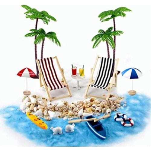 2021 New 1Set Dollhouse Miniature Beach Set Interactive Realistic Sandpit Decorations