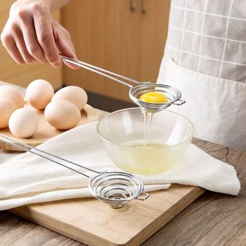 Portable Spiral Stainless Steel Egg White Separator Egg Yolk Strainer Remover Divider with Long Handle Kitchen Cooking Tools