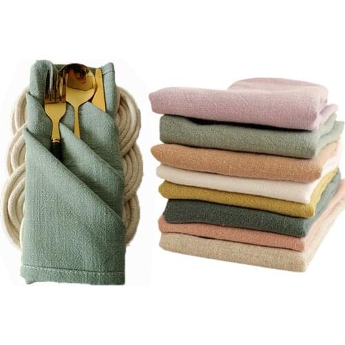 40x40cm Simple Cloth Napkins Towel Cotton Linen Napkins Placemat Soft Dining Table Napkins Mat Table Placemat for Wedding Party