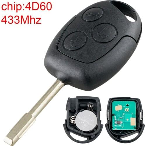 433Mhz 3 Buttons Remote Car Key 4D60 Chip and FO21 Blade Keyless Entry Transmitter for Ford Fusion Focus Mondeo Fiesta Galaxy