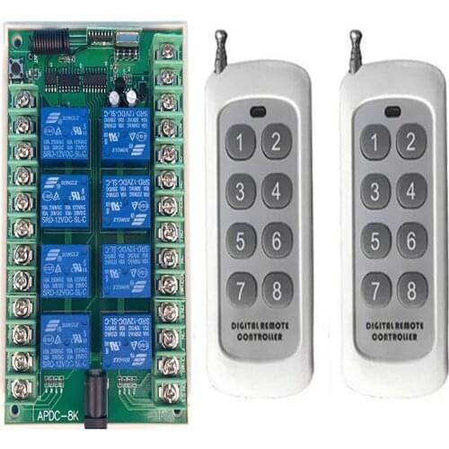 500m DC 12V 24V 8CH 8 CH Wireless Remote Control LED Light Switch Relay Output Radio RF Transmitter And 315/433 MHz Receiver