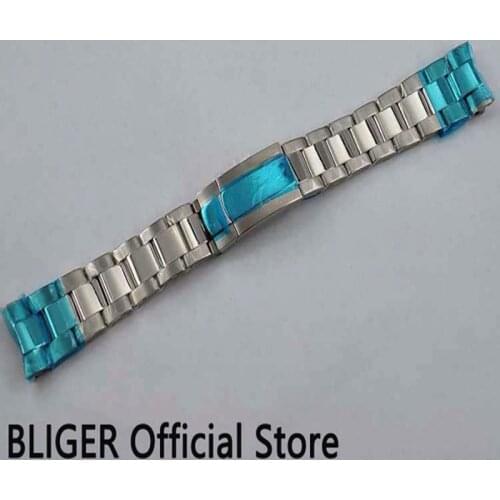 BLIGER 20MM Deployant Buckle Watch Strap 1PCS Stainless Steel Band Watch Bracelet Fit for Automatic Movement Mens Watch