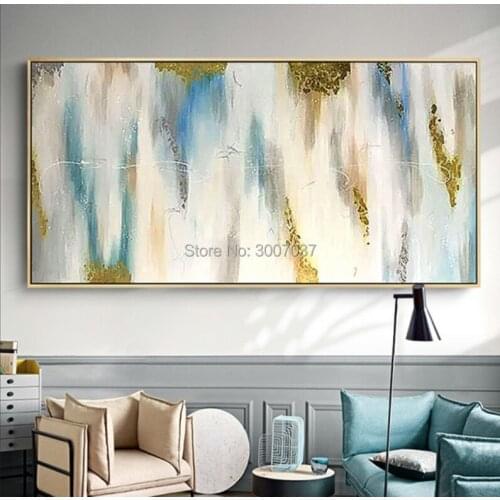 Hand painted Modern Abstract canvas Paintings Abstract gold blue Oil Painting picture Living Room home Decoration wall paintings