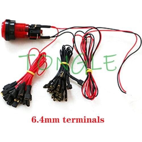 LED blub Wire 2.8mm 6.4mm Terminals 2Pin Connector For 10 Light Illuminated Push Buttons Arcade Zero Delay USB Board