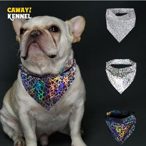 Cawayi Kennel Reflective Pet Dog Cats Triangular Bandage Fashion Colorful Triangle Scarf Night Safety Dog Scarf Bib Saliva Towel