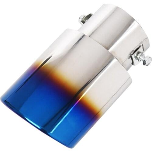 Universal Car Vehicle Exhaust Muffler Steel Tail Pipe:Straight Single Tube(blue)