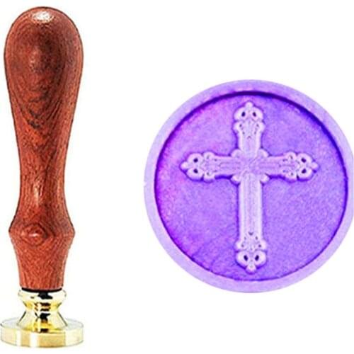 Vintage Jesus Cross Custom Picture Logo Wedding Invitation Wax Seal Sealing Stamp Rosewood Handle Set