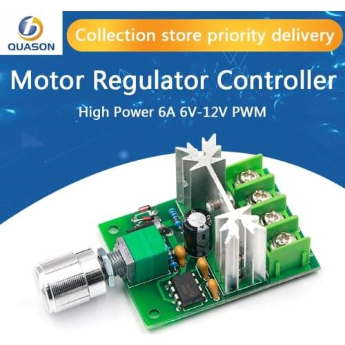 High Power 6A 6V-12V PWM No-Polarity DC Motor Speed Regulator Controller Board Speed Motor Control Switch Board