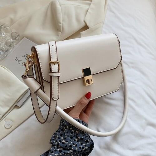 PU Leather Crossbody Flap Bag for Women 2021 Female Travel Fashion Solid Color Baguette Shoulder Purses and Handbags