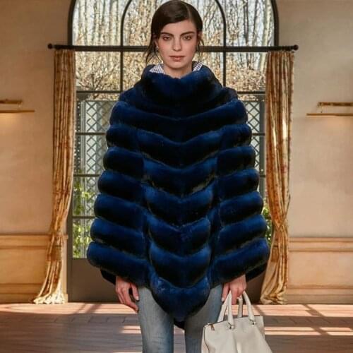 Pullover Women Premium Quality Rex Rabbit Fur Poncho Coat 2021 New Arrival