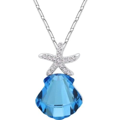 Trendy Geometric Stone Girls Wedding Jewelry Shell Shape Crystal Necklaces & Pendants For Women Starfish Pendant Necklace