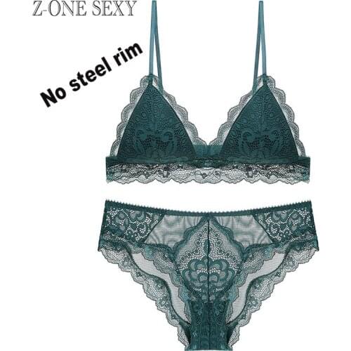 Womens underwear new French sexy lace non steel ring thin cotton cup bra bra breathable and comfortable bra set lingerie