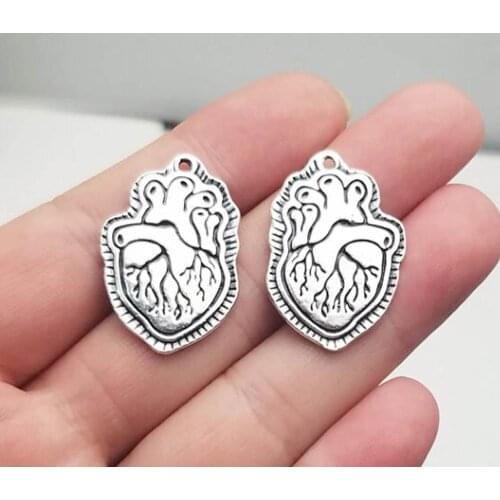 10pcs/lot--30x21mm, Antique silver plated heart organ charms,DIY supplies, Jewelry accessories