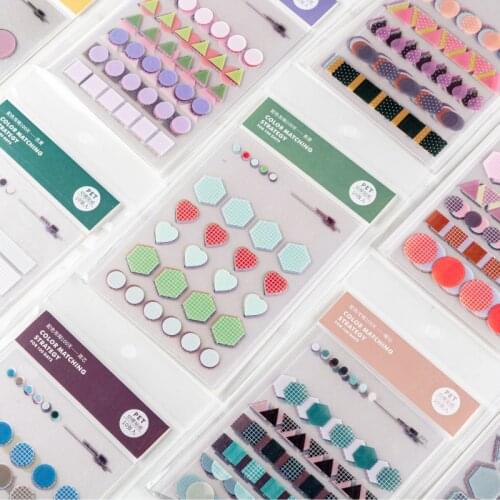 10 Pcs/pack PET Die-cutting Stickers Color Matching Strategy 100 Days Series Basic Geometric Handbook Decoration Stickers