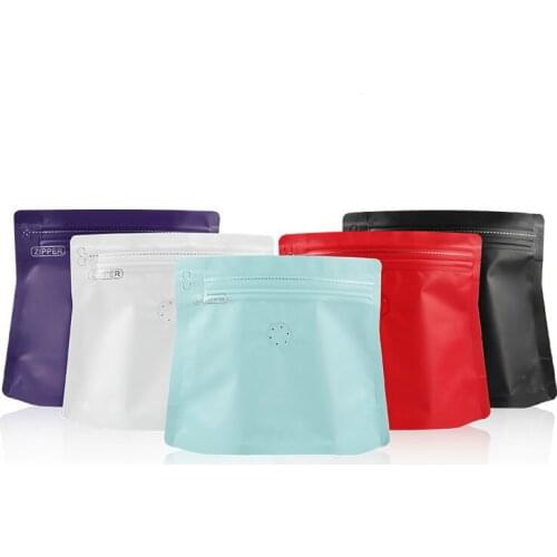 100pcs 145(160+185)+80mm Diamond bag 100g coffee bean bag one-way valve side zipper aluminum foil food packaging bags