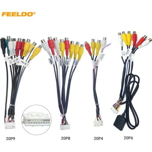 FEELDO 20-pin Extended Interface RCA AUX-IN/OUT Cable With SIM MIC Slot For Android Head Unit Stereo #HQ4919