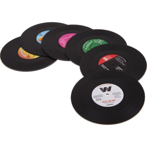 4/6 Pcs Retro Vinyl Record Coaster Cup Mat Plastic Record Cup Mat Mug Coaster Pad Heat-resistant Non Slip Hot Drink Holder