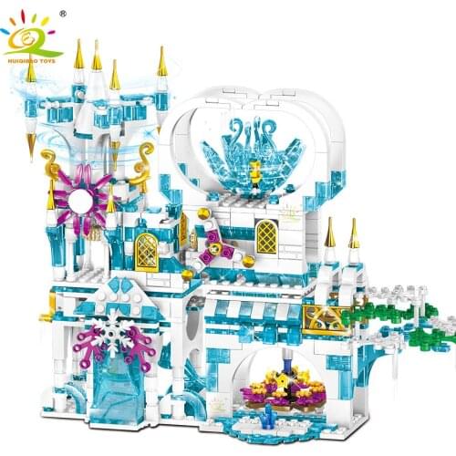 709pcs 4IN1 Princess Snow House Castle Building Blocks Winter Girls Bricks with Figures For Friends Children Birthday Toys Gift