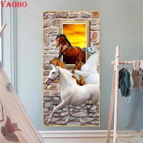 Antique Canvas Painting Animal Horse diamond embroidery full square round drill 5d diy diamond painting mosaic puzzle wall decor