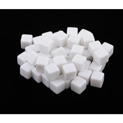 14MM Blank White Dice for Board Games, DIY, Fun, and Teaching, Pack of 50