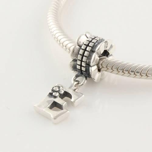 925 Sterling Silver Charms DIY Making Pendant Letter E Charm Bead Compatible with Pandora Bracelet & Necklace